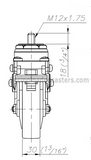 4" Spring Loaded Rigid Caster with Brake - Stem Mount Front Drawing | 7M-GDS100BRS
