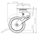 5" Spring Loaded Shock Absorbing Plate Mount Rigid Caster Side Drawing | 7M-GDS125ARF