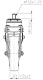 5" Spring Loaded - Shock Absorbing Casters | 5" Rigid Caster Stem Mount Front Drawing 7M-GDS125ARS