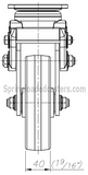 6" Spring Loaded Shock Absorbing Swivel Caster with Brake Front Drawing | 7M-GDS150BSF-KO