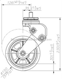 6" Spring Loaded - Shock Absorbing Rigid Caster Stem Mount Side Drawing | 7M-GDS150ARS