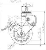 6" Spring Loaded Shock Absorbing Stem Mount Brake Caster Side Drawning | 7M-GDS150BSS