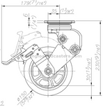 6" Spring Loaded Shock Absorbing Swivel Caster with Brake Side Drawing | 7M-GDS150BSF-KO