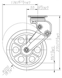 8" Spring Loaded Shock Aborbing Rigid Caster Plate Mount Side Drawing | 7M-GDS200ARF