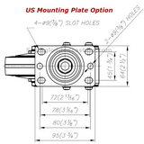 5" Spring Loaded Shock Absorbing Plate Mount Rigid Caster US Plate Drawing | 7M-GDS125ARF-US