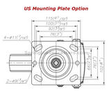 6" Spring Loaded Shock Absorbing Swivel Caster with Brake US Plate Drawing | 7M-GDS150BSF-US