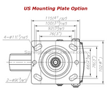 8" Spring Loaded Shock Aborbing Rigid Caster Plate Mount Drawing | 7M-GDS200ARF