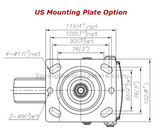 6" Rigid Spring Loaded Shock Absorbing Rigid Caster US Plate Drawing | 7M-GDS150ARF-US