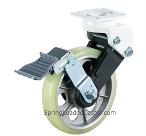 8" Spring Loaded Shock Abosrbing Swivel Caster with Brake | 7M-GDS200BRF